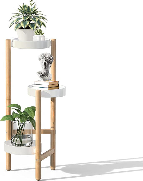 Bamboo Plant Shelf Indoor, 2 Tier Tall Plant Stand Table for Multiple Plants