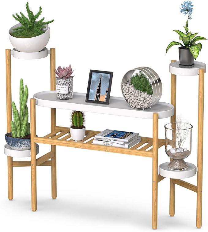 Wisuce 2-Tier Bamboo Plant Stand – Modern Display Shelf