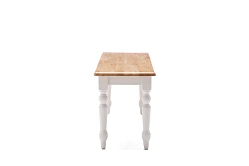 Boraam Farmhouse Bench, White/Natural 14 x 48 x 18