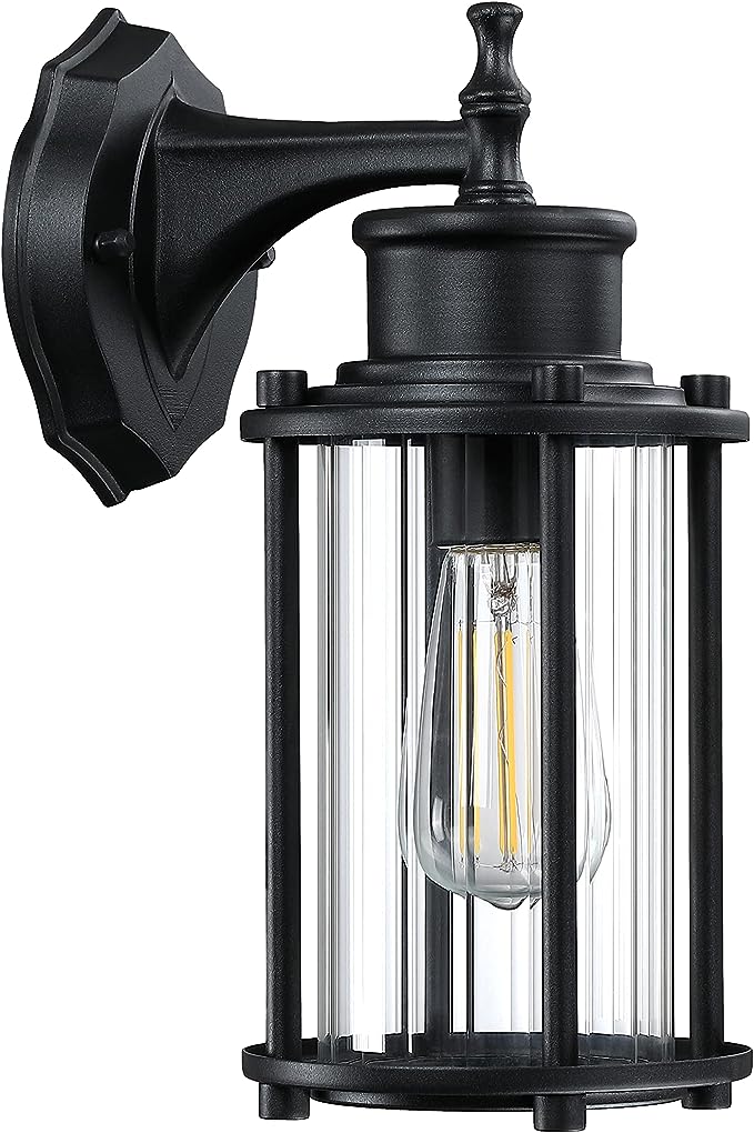 Outdoor Lantern, Exterior Waterproof Light Fixture, Black  Mount Sconce