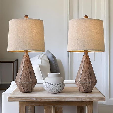 Rustic Table Lamp Set of 2 for Bedroom Living Room Vintage