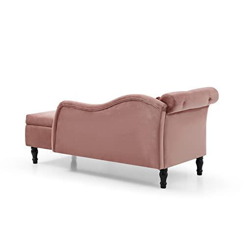 Velvet Chaise Lounge with Storage