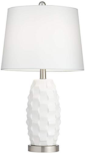 Brad Modern Coastal Style Accent Table Lamps 24.5" High Set of 2 LED Scalloped White