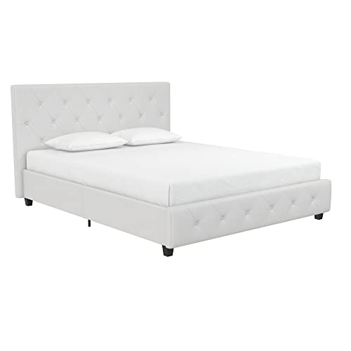 Dakota Upholstered Platform Bed with Diamond Button Tufted Headboard