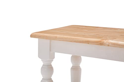 Boraam Farmhouse Bench, White/Natural 14 x 48 x 18