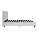 Dakota Upholstered Platform Bed with Diamond Button Tufted Headboard