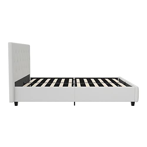 Dakota Upholstered Platform Bed with Diamond Button Tufted Headboard and Footboard