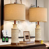 24'' Farmhouse Table Lamp Set of 2 for Bedroom Living Room