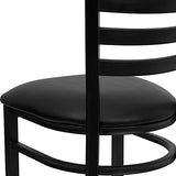 2 Pack HERCULES Series Black Ladder Back Metal Restaurant Chair