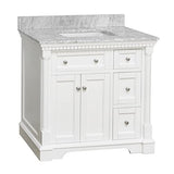 Bathroom Vanity Includes White Cabinet with Authentic Italian Carrara Marble