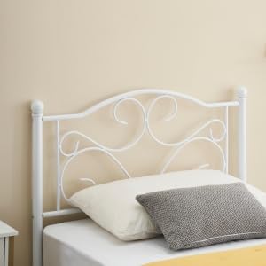 White Twin Bed Frame with Headboard and Footboard for Girls, Metal Platform Bed Frame