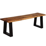 Wooden Dining Bench Seating Chair Rustic Indoor &Outdoor Furniture (Rustic Brown& Black)