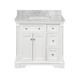 Bathroom Vanity Includes White Cabinet with Authentic Italian Carrara Marble