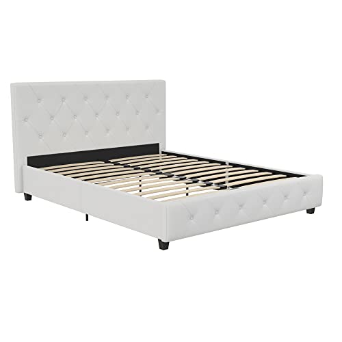 Dakota Upholstered Platform Bed with Diamond Button Tufted Headboard