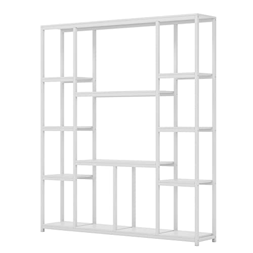 Industrial 12-Open Shelf Etagere Bookcase, Rustic Vintage Book Shelves Display Shelf