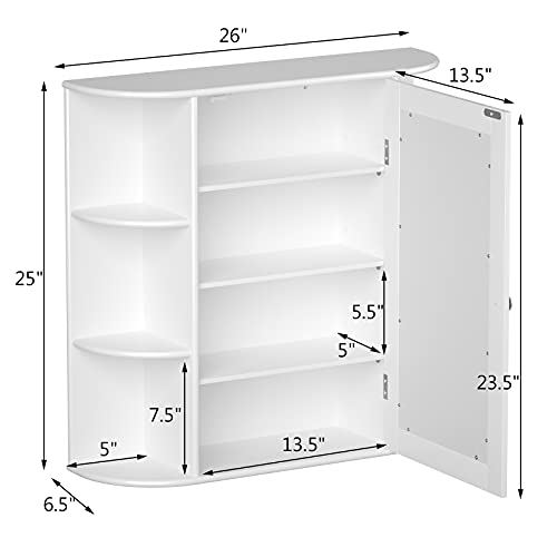 Bathroom Medicine Cabinet with Mirror, Wall Mounted Bathroom Storage Cabinet
