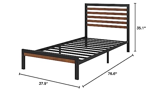 Kai Bamboo and Metal Platform Bed Frame with Headboard / No Box Spring Needed