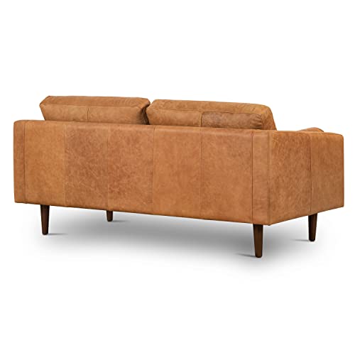 Napa 72" Apartment Sofa in Full-Grain Pure-Aniline Italian Leather, Cognac Tan