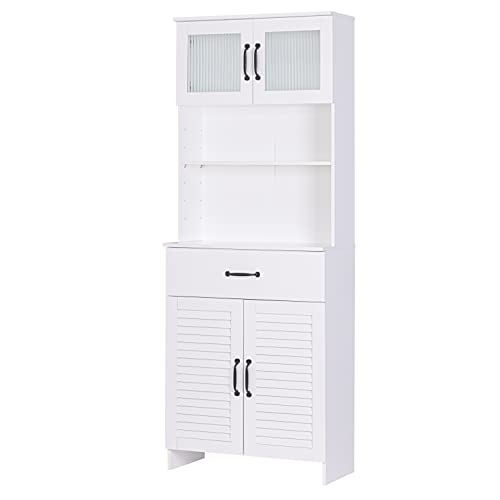 63" Freestanding Cabinet,Bathroom Storage Cabinet with Double Doors and Drawers