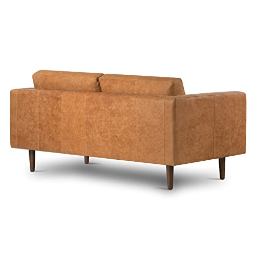 Napa 72" Apartment Sofa in Full-Grain Pure-Aniline Italian Leather, Cognac Tan