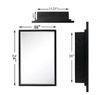 Black Metal Framed Recessed Bathroom Medicine Cabinet with Mirror Rectangle Beveled