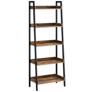 Ladder Bookshelf with 3 Hooks, 5 Tier Ladder Shelf