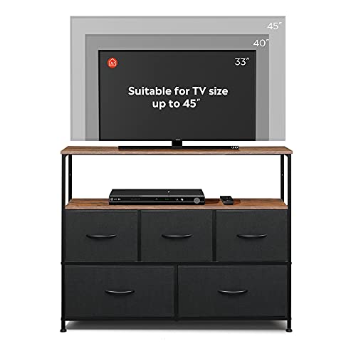 TV Stand,Chest of Drawers Fabric Dressers with Open Shelves for 45 inch TV