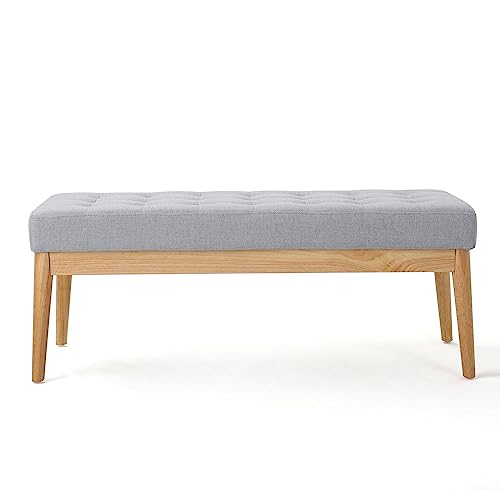 Saxon Fabric Bench, Light Grey, 15.75” D x 43.50” W x 17.00” H