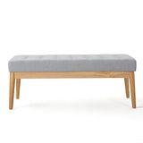 Saxon Fabric Bench, Light Grey, 15.75” D x 43.50” W x 17.00” H