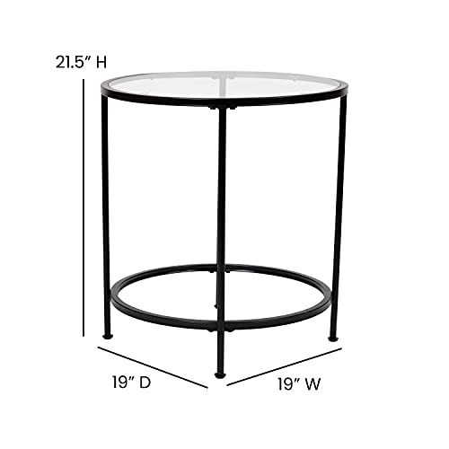 Living Room Coffee Table, Set, Clear/Matte Black