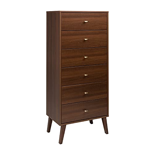 Prepac Milo Mid Century Modern Tall Chest, 6-Drawer, Cherry