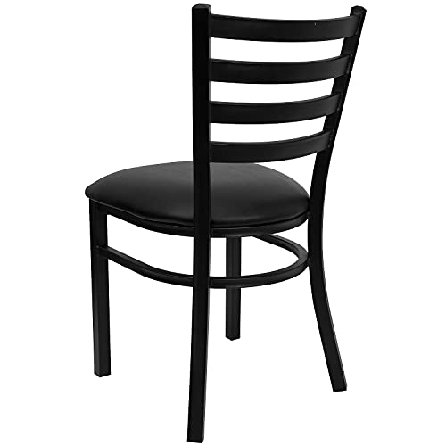 2 Pack HERCULES Series Black Ladder Back Metal Restaurant Chair