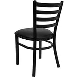 2 Pack HERCULES Series Black Ladder Back Metal Restaurant Chair