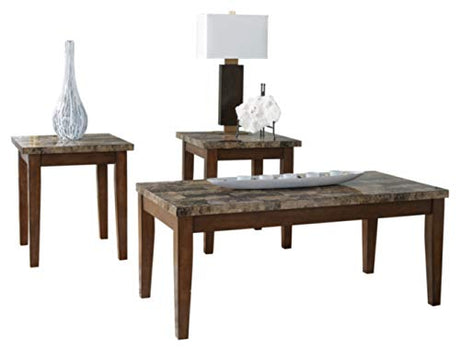 Theo Contemporary Faux Marble 3-Piece Occasional Table Set