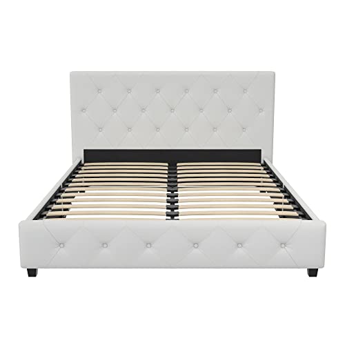 Dakota Upholstered Platform Bed with Diamond Button Tufted Headboard