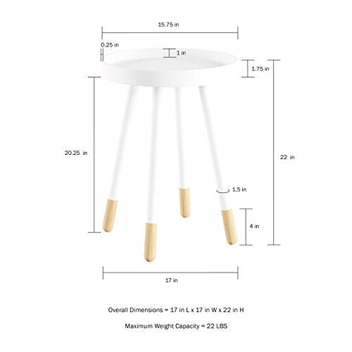 Home Decor Display Accent Table with Tray Top and Two-Tone Color (White)