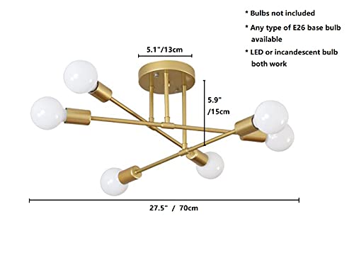 Modern Sputnik Chandelier, 6-Light Ceiling Light