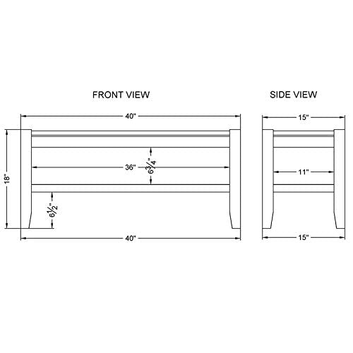 Newport 40" Wood Bench with Rush Seat