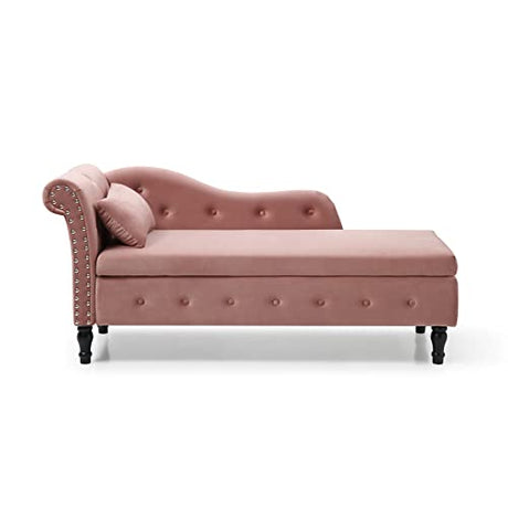 Velvet Chaise Lounge with Storage