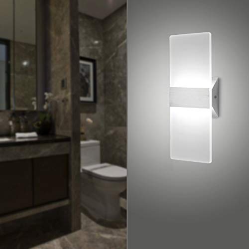 LED Wall Sconce Modern Wall Light Lamps 12W Cool White 6000K Up and Down Indoor Acrylic Lighting Fixture