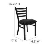 2 Pack HERCULES Series Black Ladder Back Metal Restaurant Chair