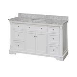 Single Bathroom Vanity Includes White Cabinet with Authentic Italian Carrara Marble