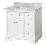 Bathroom Vanity Includes White Cabinet with Authentic Italian Carrara Marble