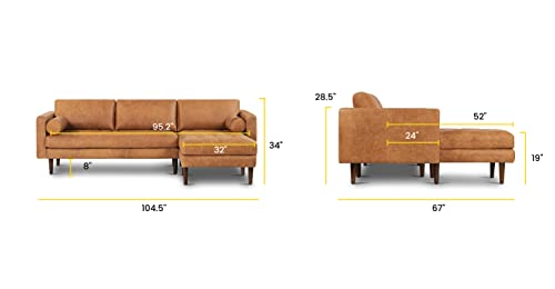 Napa Leather Couch, Right-Facing Sectional Leather Sofa