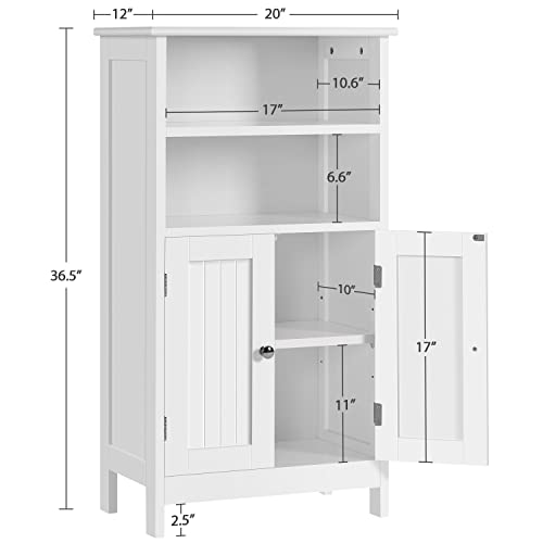 Bathroom Floor Cabinet, Free Standing Cabinet with Double Door and Adjustable Shelves