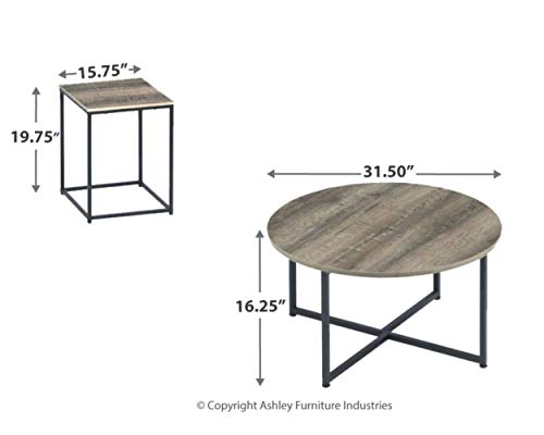 Wadeworth Urban Wood Grain 3-Piece Table Set, Includes 1 Coffee Table and 2 End Tables