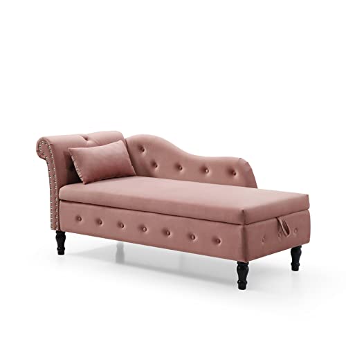 Velvet Chaise Lounge with Storage