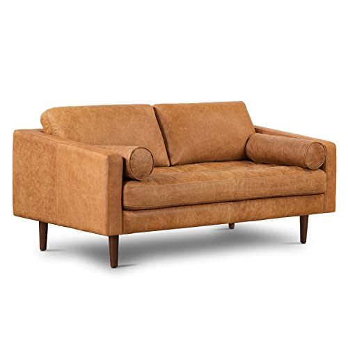 Napa 72" Apartment Sofa in Full-Grain Pure-Aniline Italian Leather, Cognac Tan