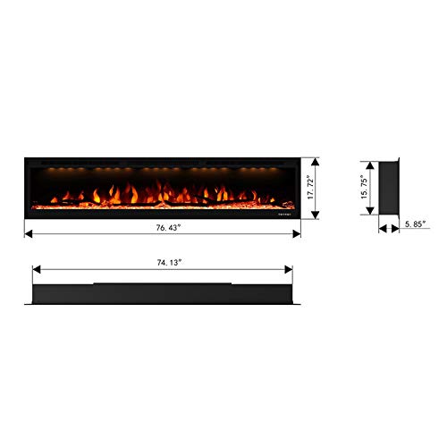 Electric Fireplace 74 Inches Fireplace Recessed