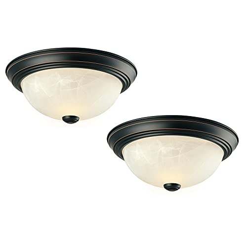 Traditional 2 Pack 2-Light Indoor Dimmable Ceiling Light with Alabaster Glass